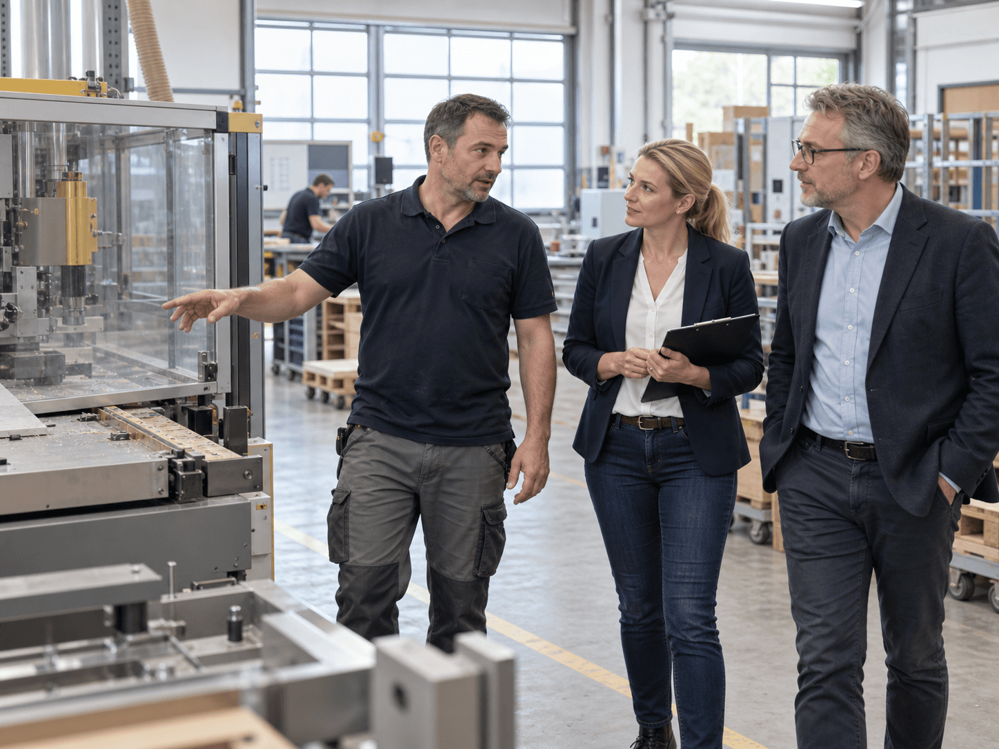 Unternehmer bei einer Betriebsbesichtigung